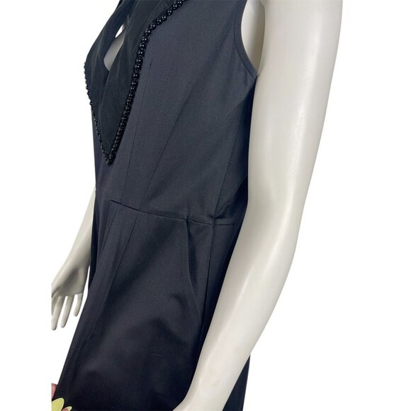 Rungolee Little Black Dress Small Beaded Pockets Zip Shift Cocktail - Picture 3 of 7